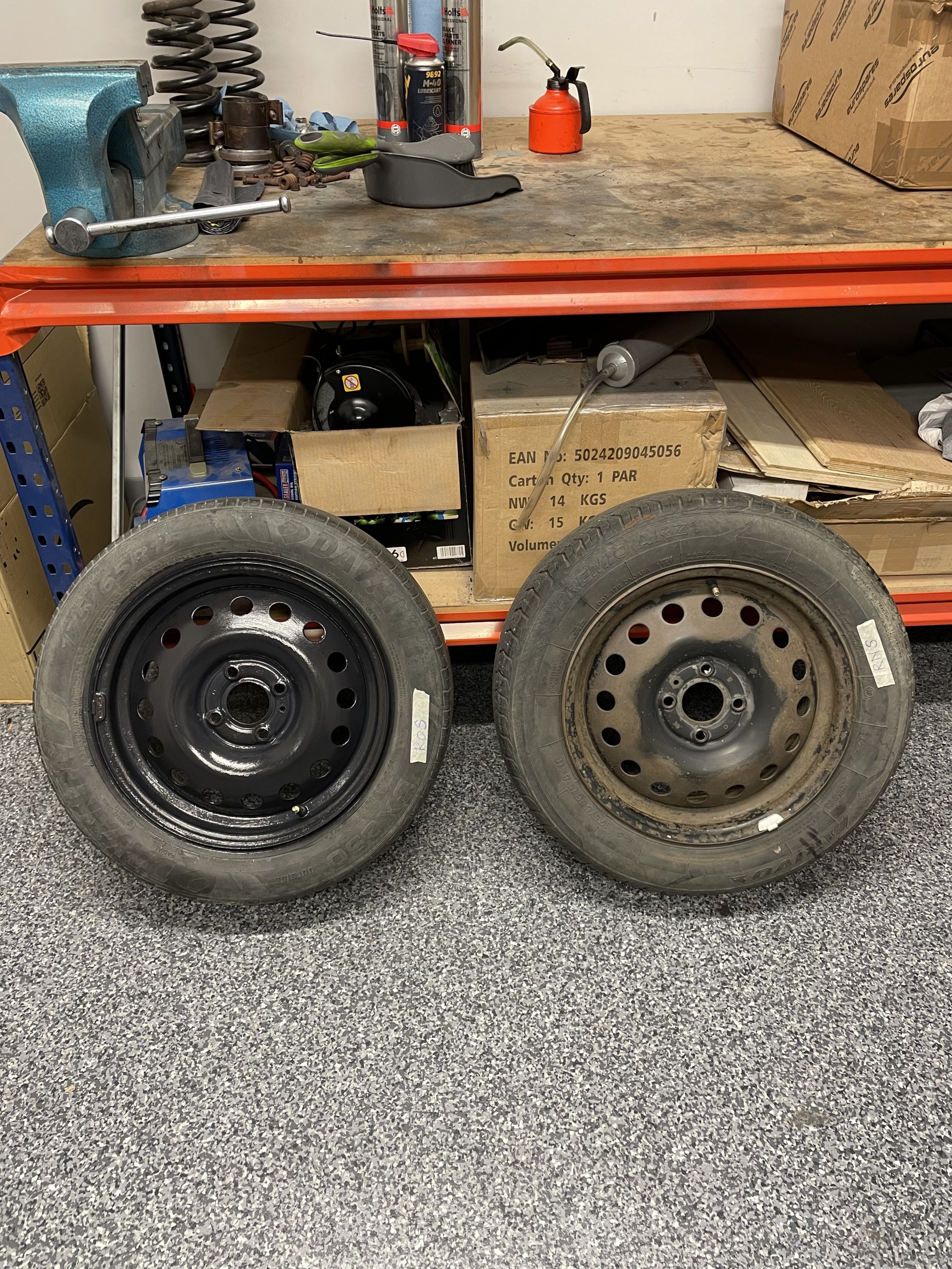 Wheels painted - before and after